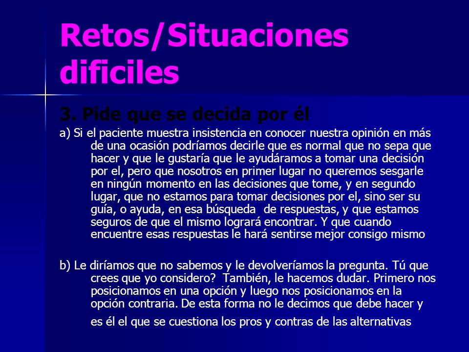 Retos/Situaciones dificiles