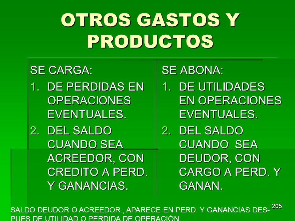 OTROS GASTOS Y PRODUCTOS