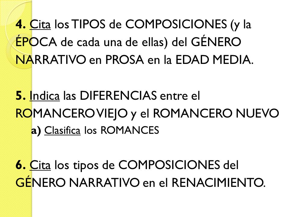 4. Cita los TIPOS de COMPOSICIONES (y la