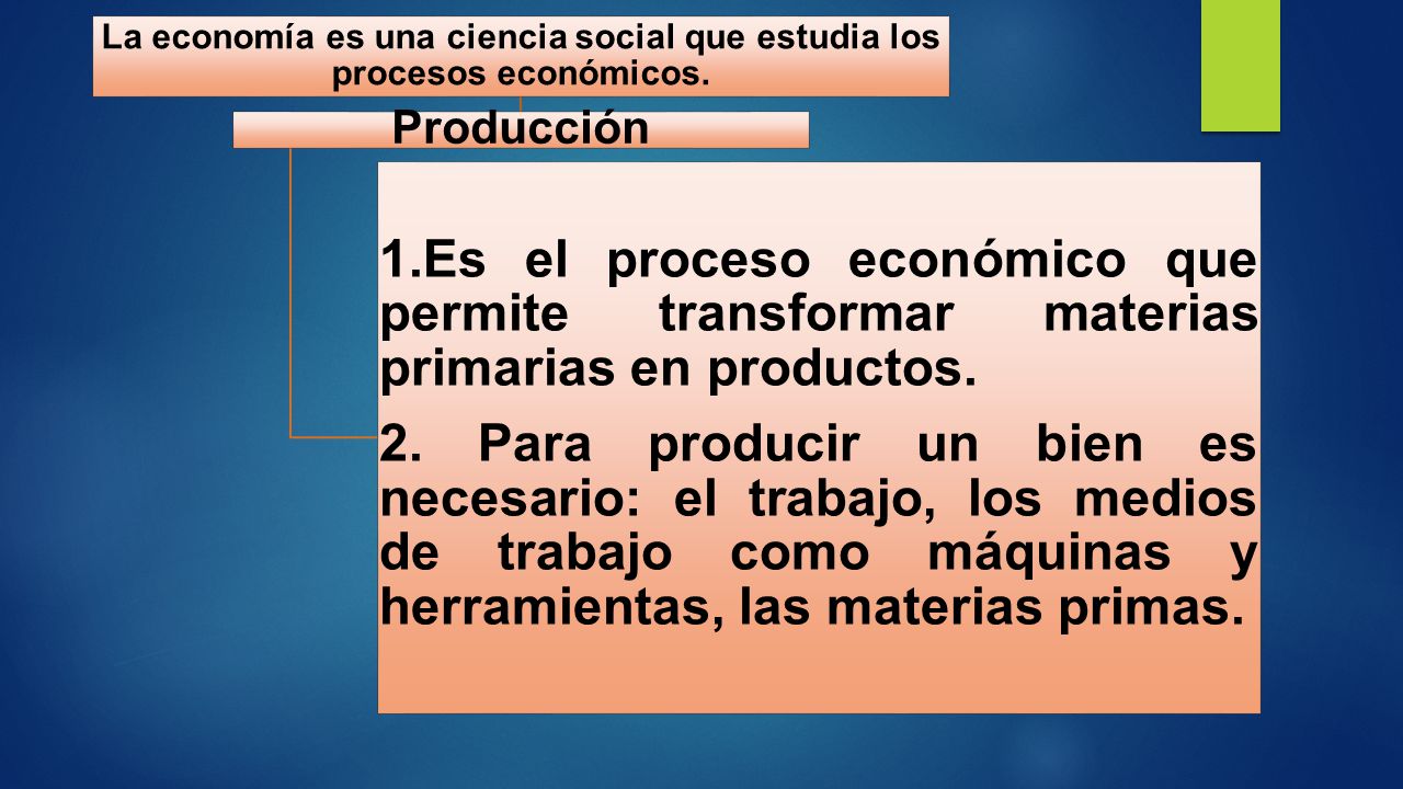 La economía es una ciencia social que estudia los procesos económicos.