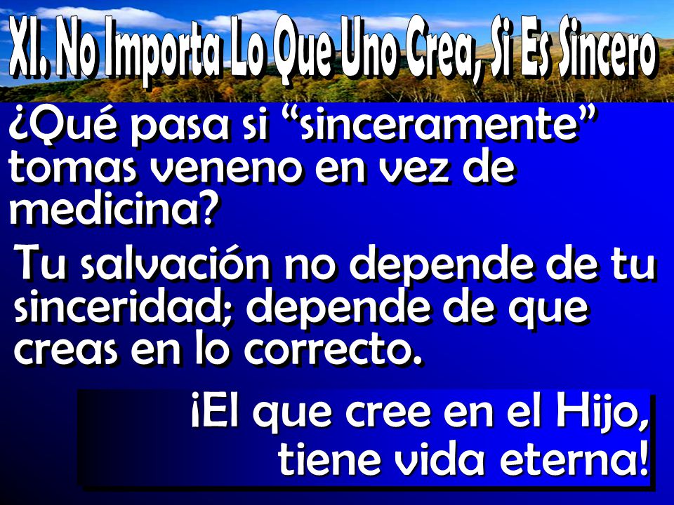 XI. No Importa Lo Que Uno Crea, Si Es Sincero