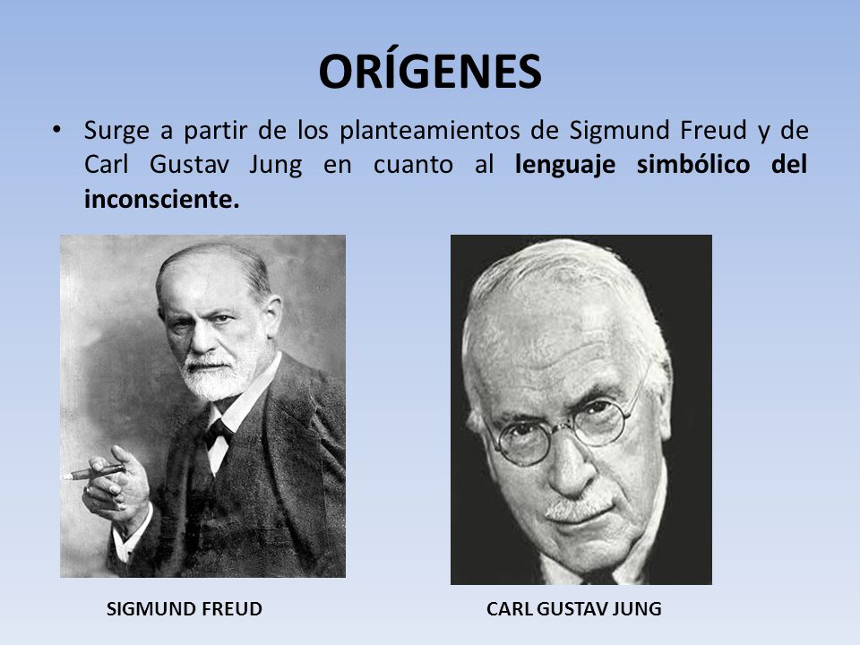 ORÍGENES Surge a partir de los planteamientos de Sigmund Freud y de Carl Gustav Jung en cuanto al lenguaje simbólico del inconsciente.