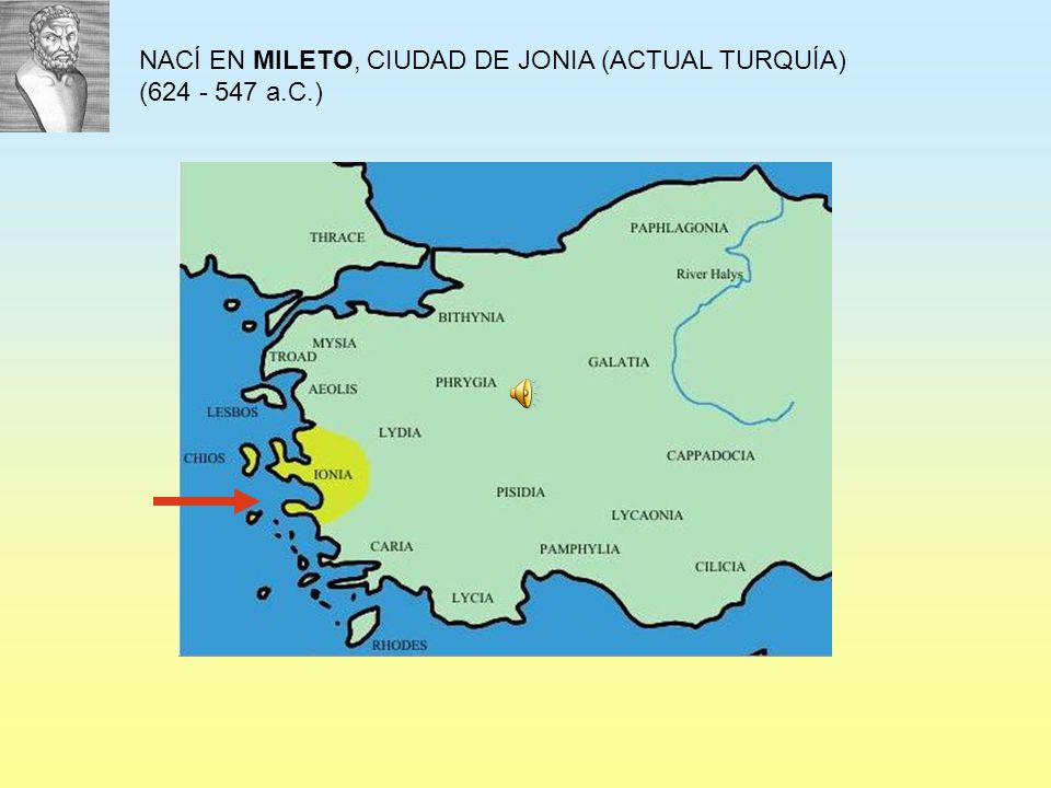 NACÍ EN MILETO, CIUDAD DE JONIA (ACTUAL TURQUÍA) ( a.C.)