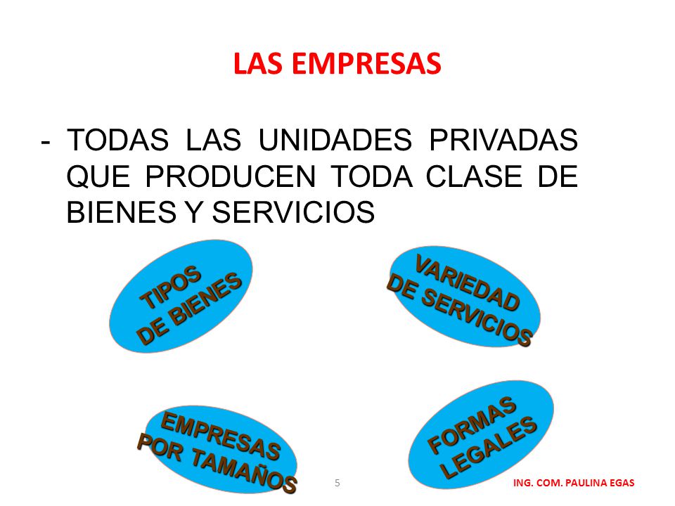 LAS EMPRESAS - TODAS LAS UNIDADES PRIVADAS QUE PRODUCEN TODA CLASE DE BIENES Y SERVICIOS. TIPOS. DE BIENES.
