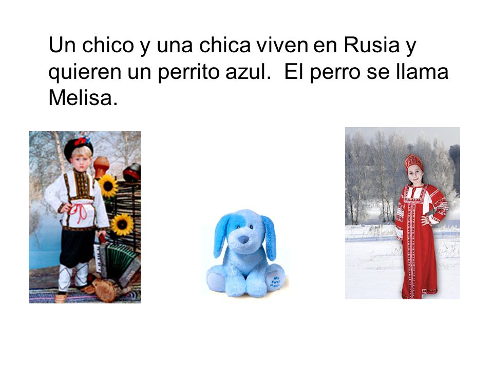 Un chico y una chica viven en Rusia y quieren un perrito azul