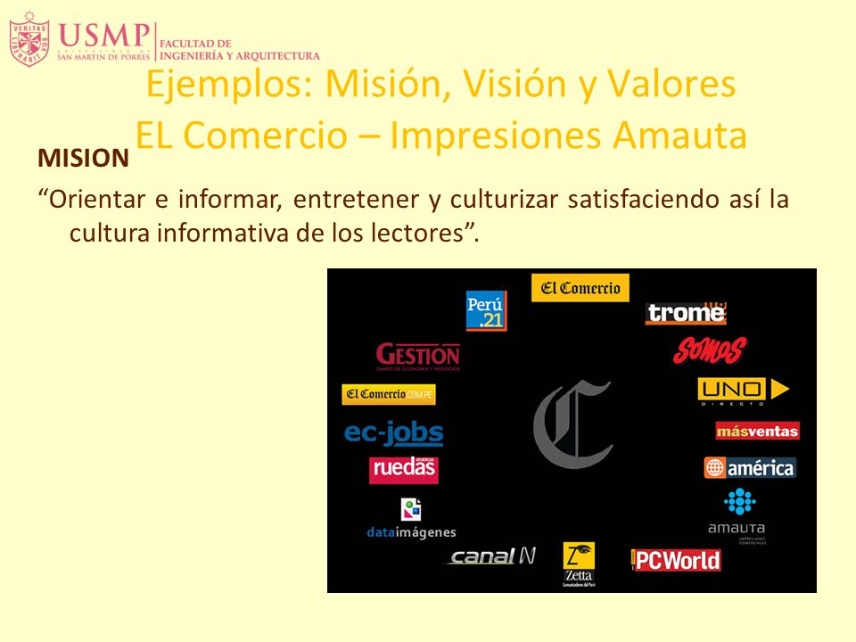 Ejemplos: Misión, Visión y Valores EL Comercio – Impresiones Amauta