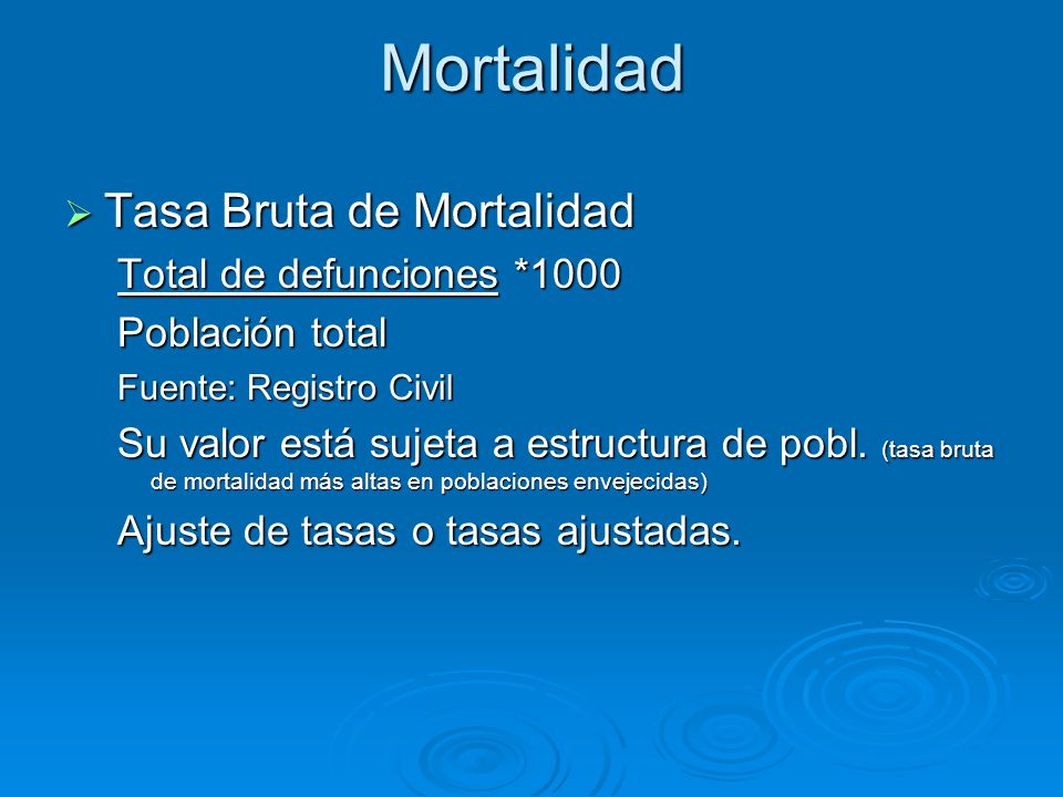 Mortalidad Tasa Bruta de Mortalidad Total de defunciones *1000