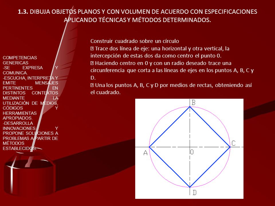 1.3. DIBUJA OBJETOS PLANOS Y CON VOLUMEN DE ACUERDO CON ESPECIFICACIONES APLICANDO TÉCNICAS Y MÉTODOS DETERMINADOS.