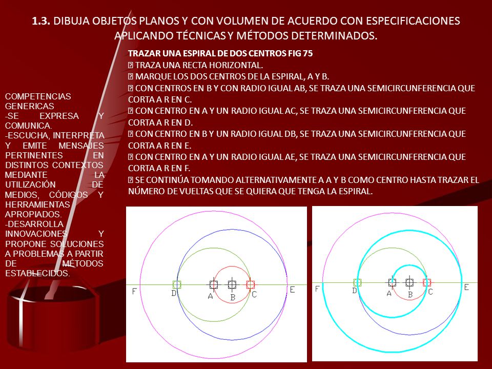 1.3. DIBUJA OBJETOS PLANOS Y CON VOLUMEN DE ACUERDO CON ESPECIFICACIONES APLICANDO TÉCNICAS Y MÉTODOS DETERMINADOS.