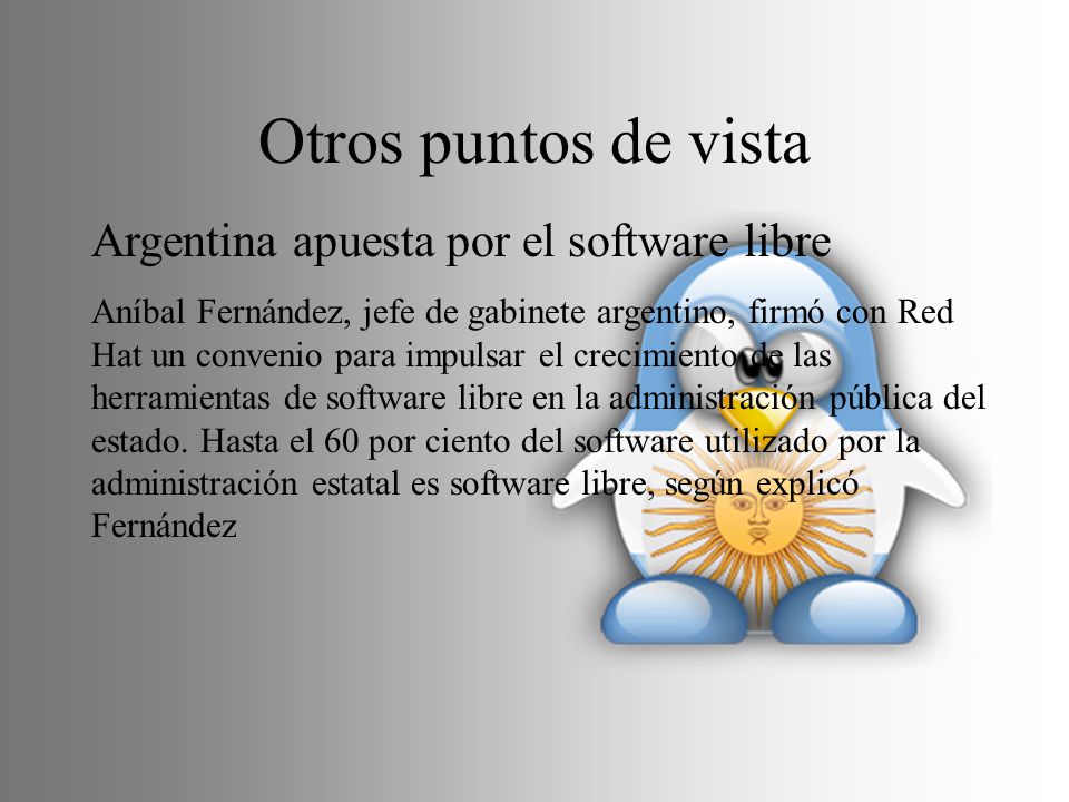 Otros puntos de vista Argentina apuesta por el software libre