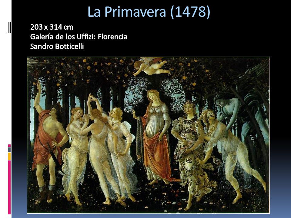 La Primavera (1478) 203 x 314 cm Galería de los Uffizi: Florencia