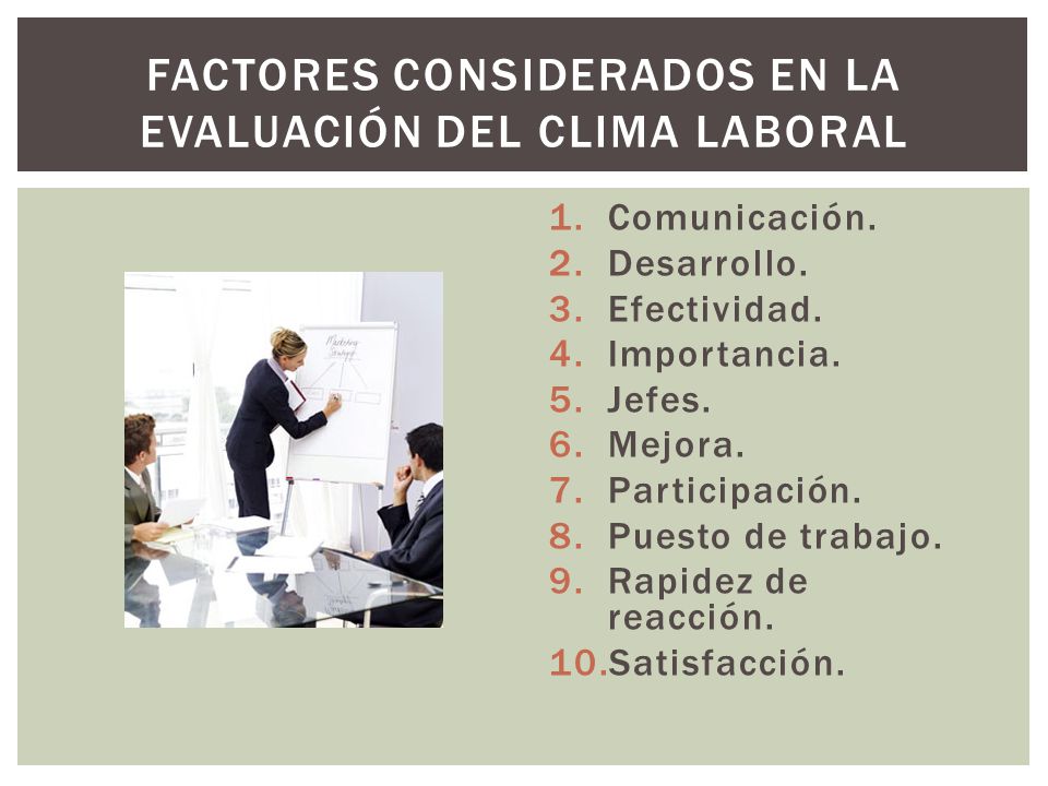 Factores considerados en la evaluación del clima laboral