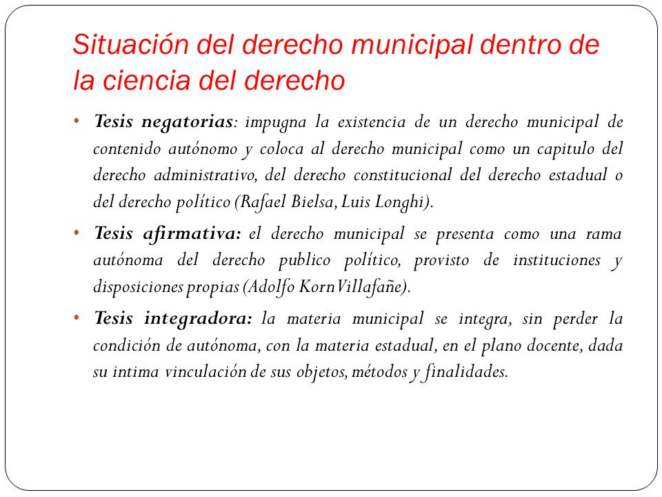 Situación del derecho municipal dentro de la ciencia del derecho