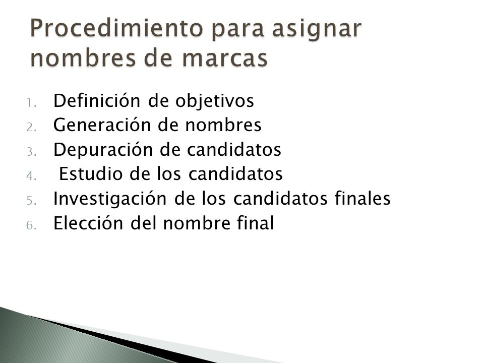 Procedimiento para asignar nombres de marcas