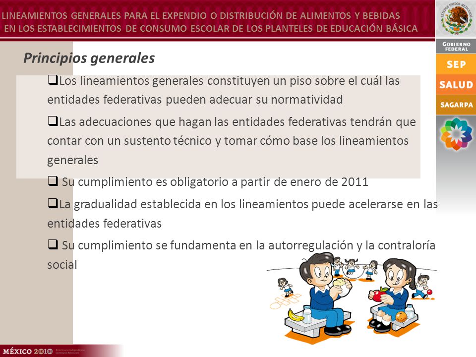 LINEAMIENTOS GENERALES PARA EL EXPENDIO O DISTRIBUCIÓN DE ALIMENTOS Y BEBIDAS EN LOS ESTABLECIMIENTOS DE CONSUMO ESCOLAR DE LOS PLANTELES DE EDUCACIÓN BÁSICA
