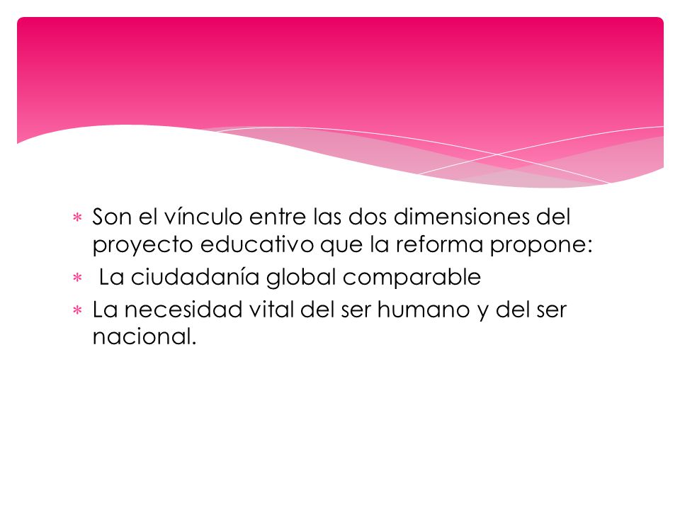 Son el vínculo entre las dos dimensiones del proyecto educativo que la reforma propone: