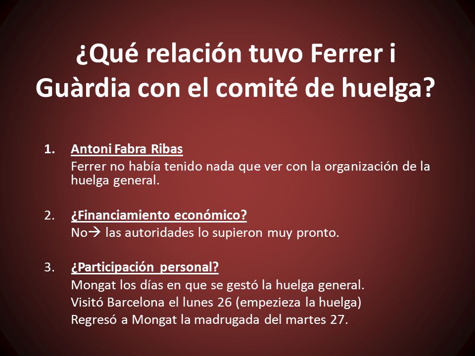 ¿Qué relación tuvo Ferrer i Guàrdia con el comité de huelga