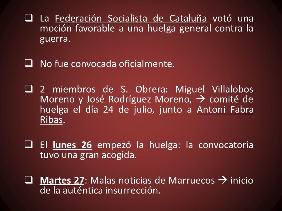 La Federación Socialista de Cataluña votó una moción favorable a una huelga general contra la guerra.