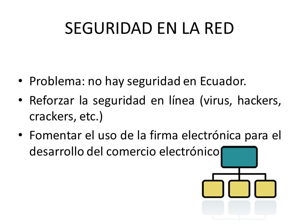 SEGURIDAD EN LA RED Problema: no hay seguridad en Ecuador.
