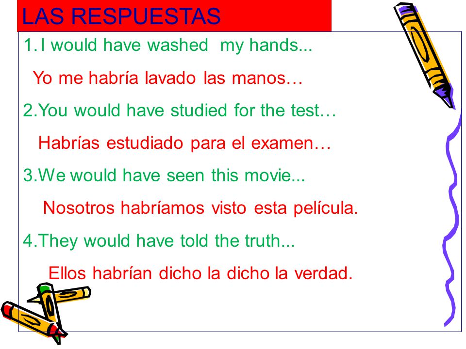 LAS RESPUESTAS I would have washed my hands...