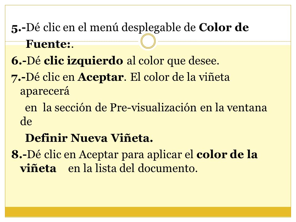 5.-Dé clic en el menú desplegable de Color de