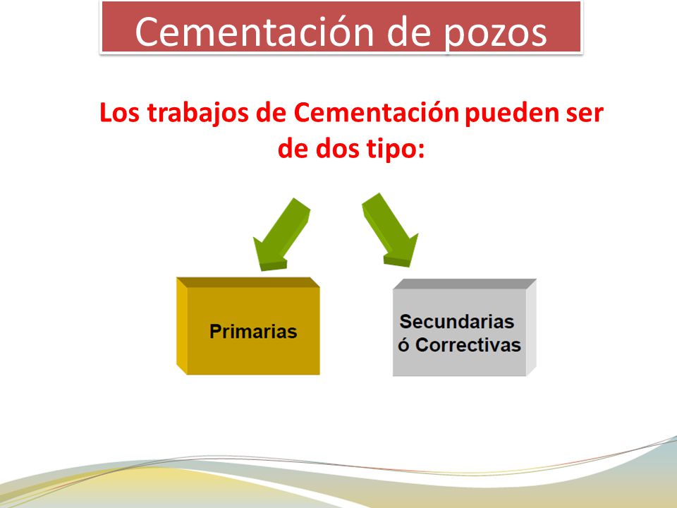 Los trabajos de Cementación pueden ser de dos tipo: