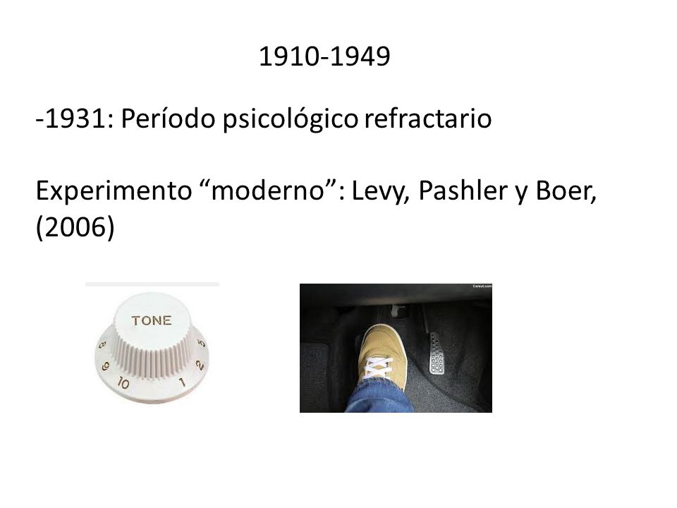 : Período psicológico refractario Experimento moderno : Levy, Pashler y Boer, (2006)