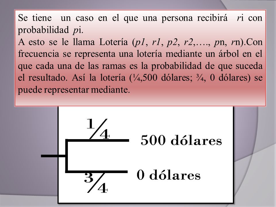Se tiene un caso en el que una persona recibirá ri con probabilidad pi.