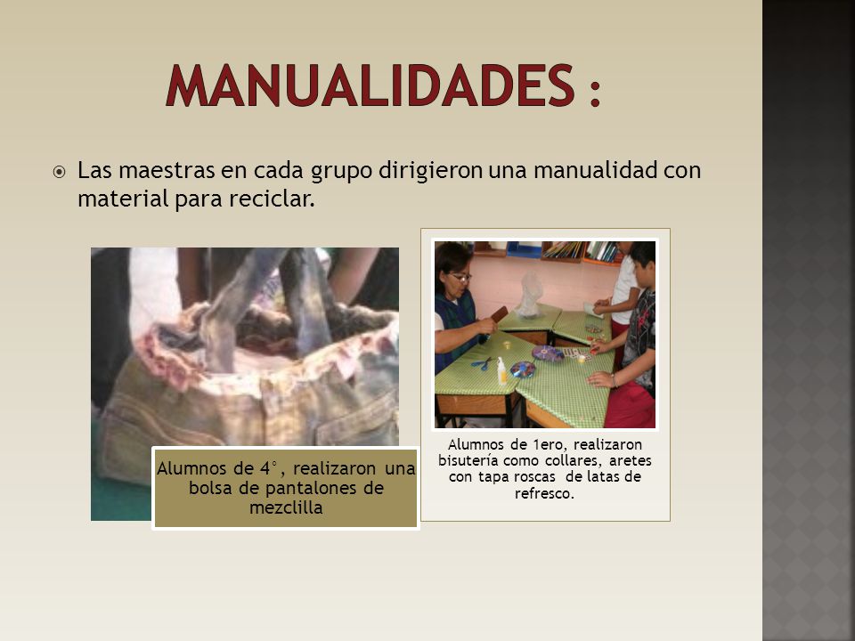 Alumnos de 4°, realizaron una bolsa de pantalones de mezclilla
