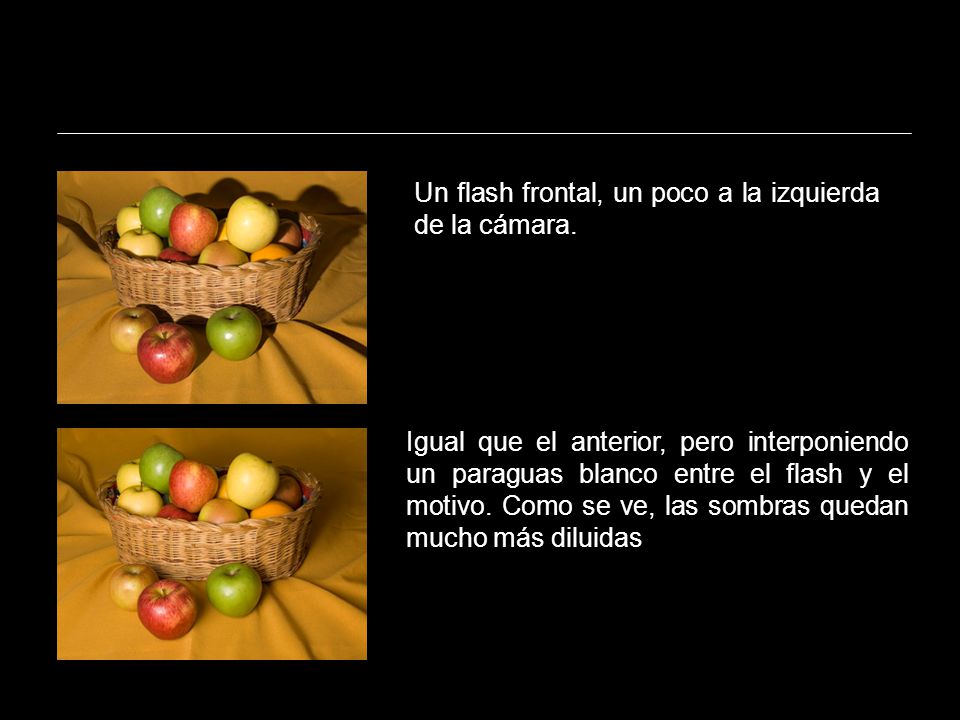 Un flash frontal, un poco a la izquierda de la cámara.