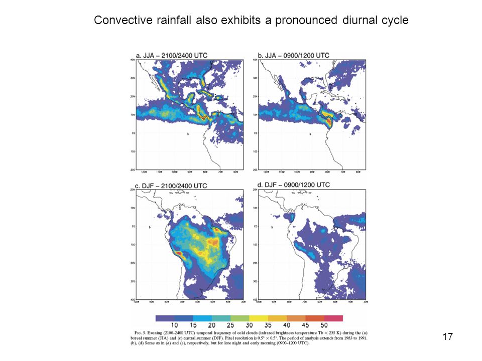 Convective rainfall also exhibits a pronounced diurnal cycle