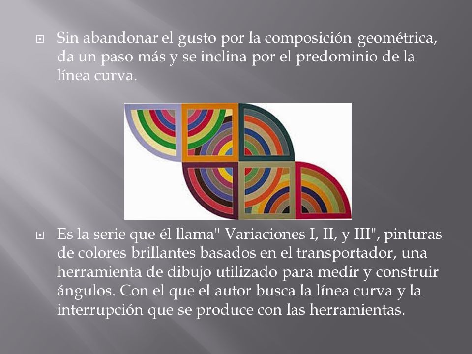 Sin abandonar el gusto por la composición geométrica, da un paso más y se inclina por el predominio de la línea curva.