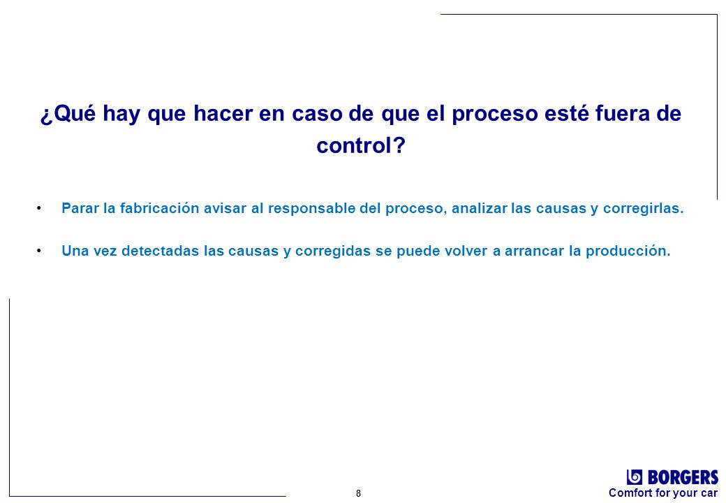 ¿Qué hay que hacer en caso de que el proceso esté fuera de control