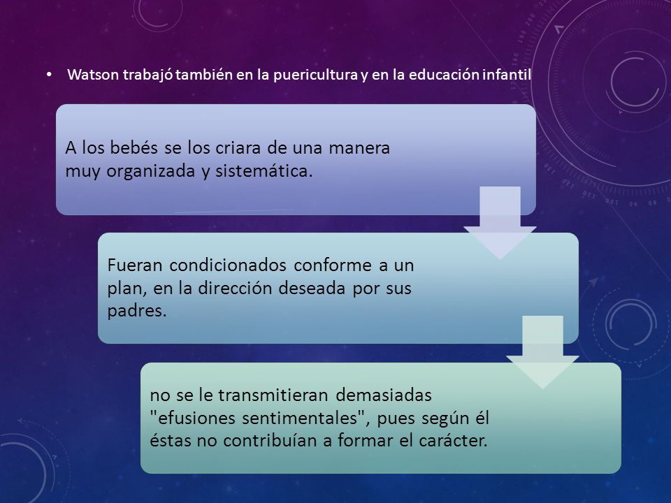 A los bebés se los criara de una manera muy organizada y sistemática.