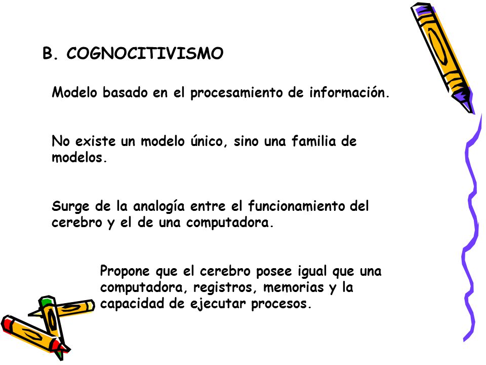 B. COGNOCITIVISMO Modelo basado en el procesamiento de información.