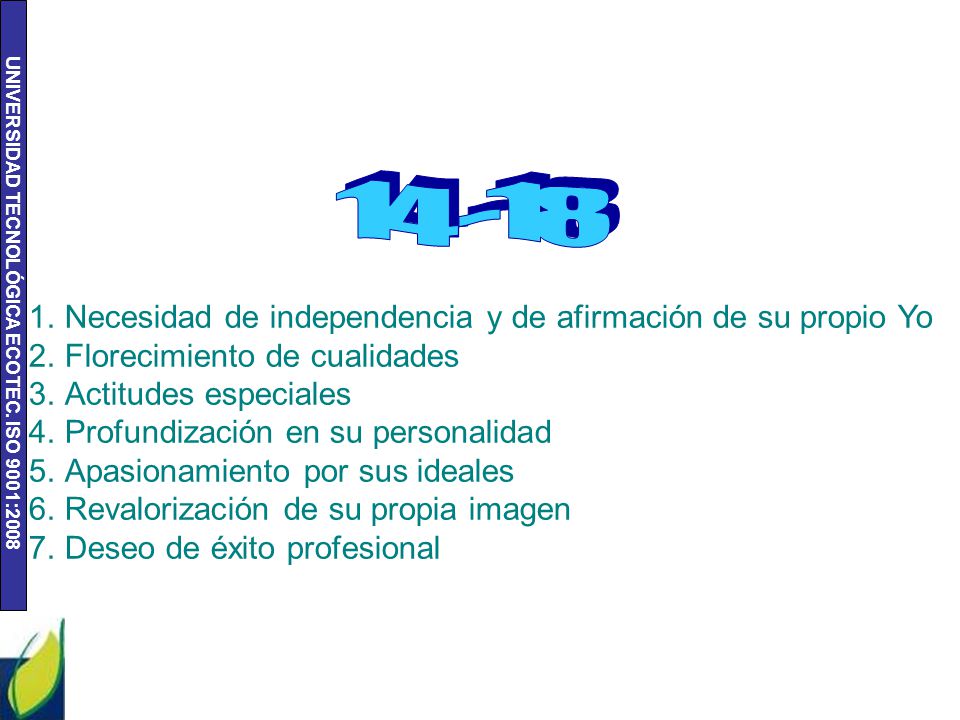 Necesidad de independencia y de afirmación de su propio Yo