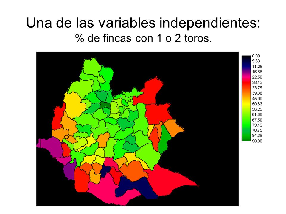 Una de las variables independientes: % de fincas con 1 o 2 toros.