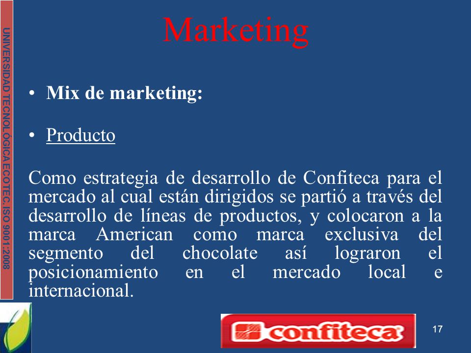 Marketing Mix de marketing: Producto