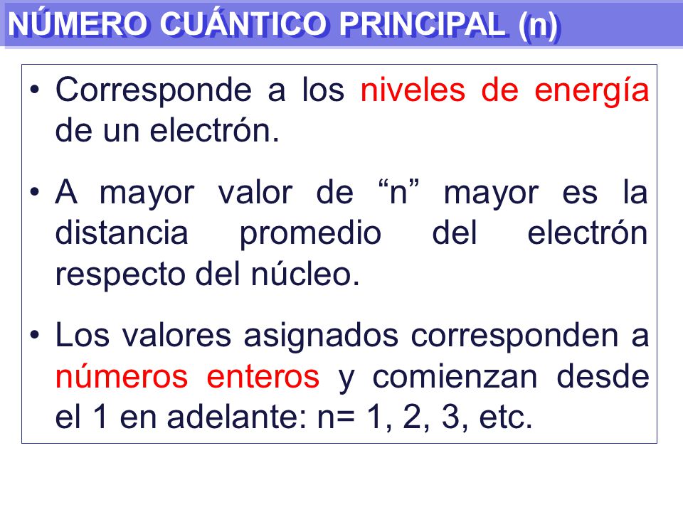 Corresponde a los niveles de energía de un electrón.