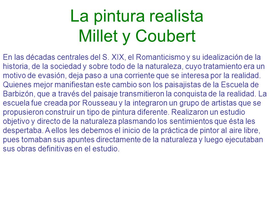 La pintura realista Millet y Coubert