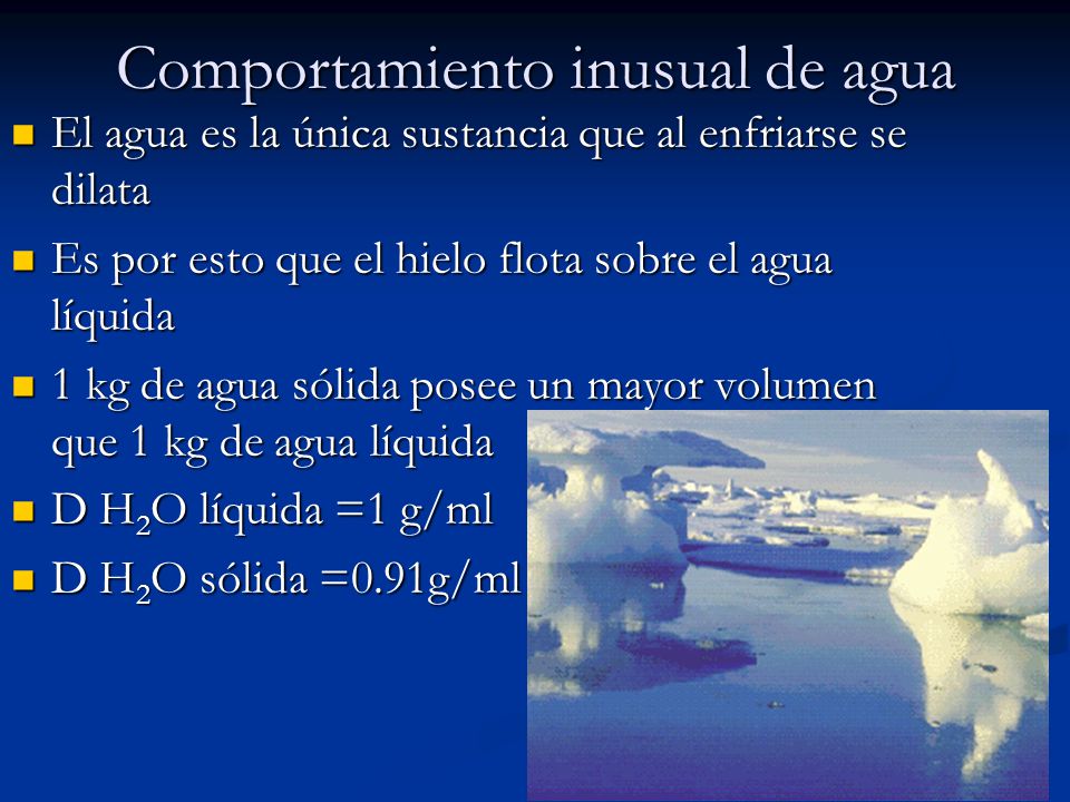Comportamiento inusual de agua