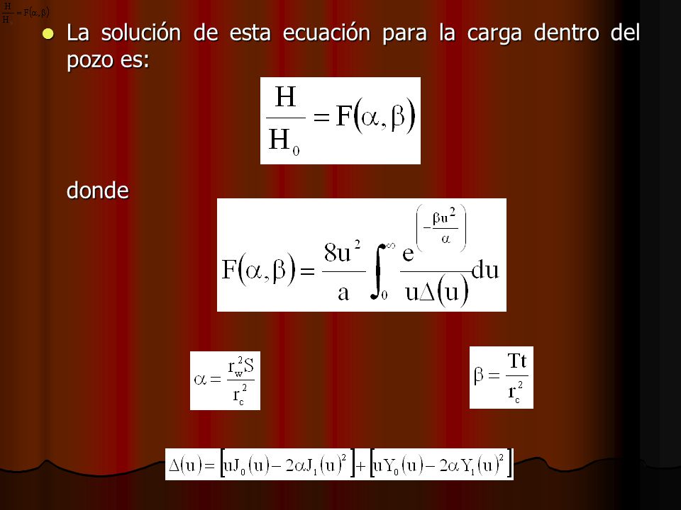 La solución de esta ecuación para la carga dentro del pozo es: