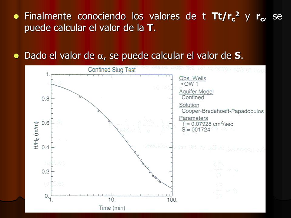 Finalmente conociendo los valores de t Tt/rc2 y rc, se puede calcular el valor de la T.