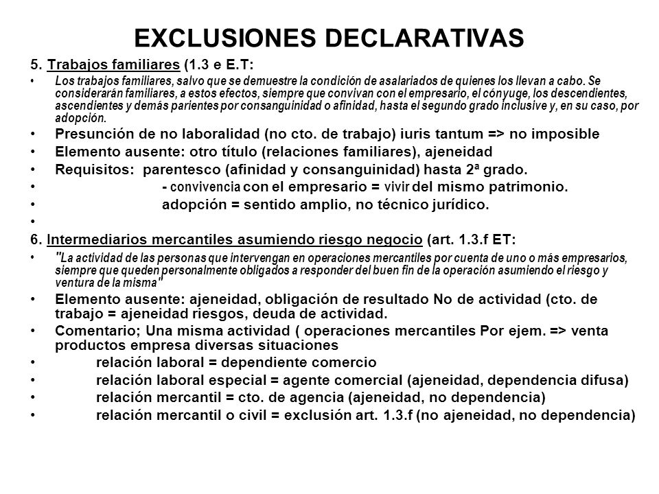 EXCLUSIONES DECLARATIVAS