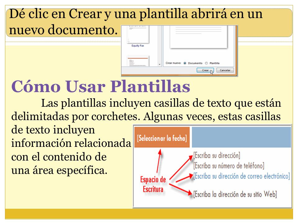 Dé clic en Crear y una plantilla abrirá en un nuevo documento.