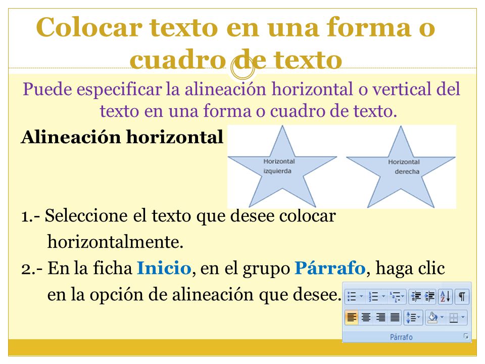 Colocar texto en una forma o cuadro de texto