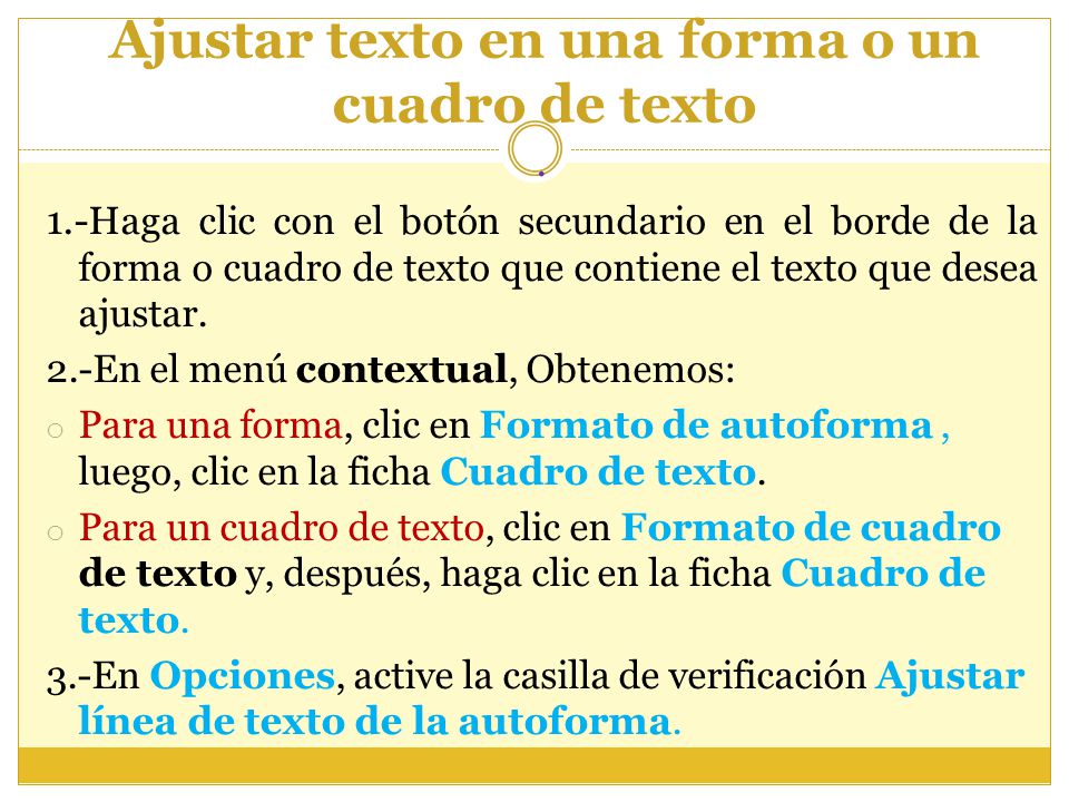Ajustar texto en una forma o un cuadro de texto