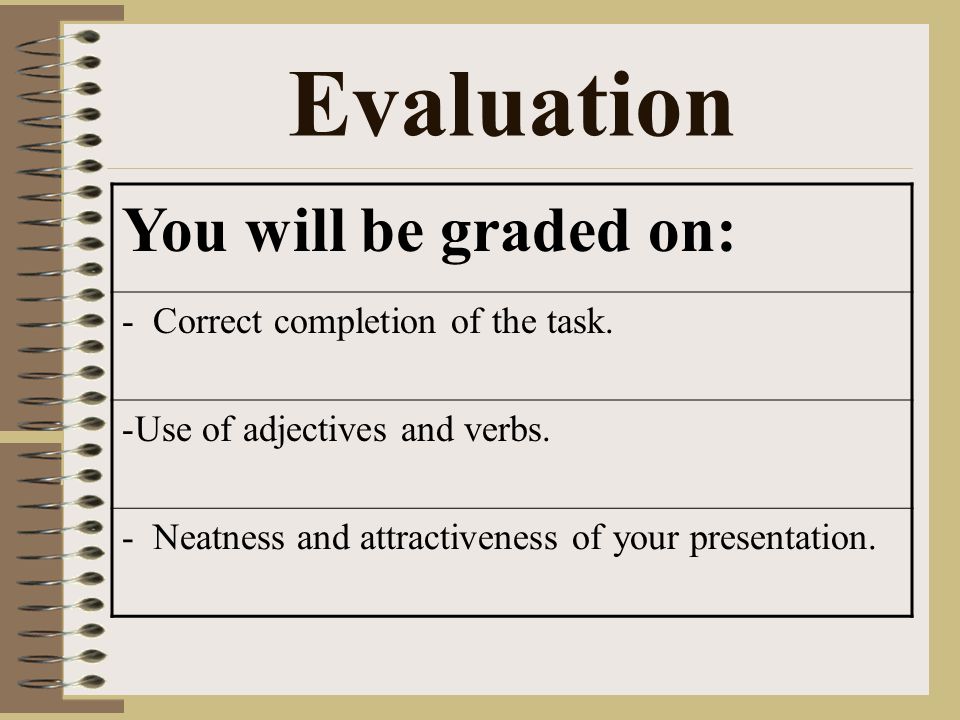 Evaluation You will be graded on: - Correct completion of the task.