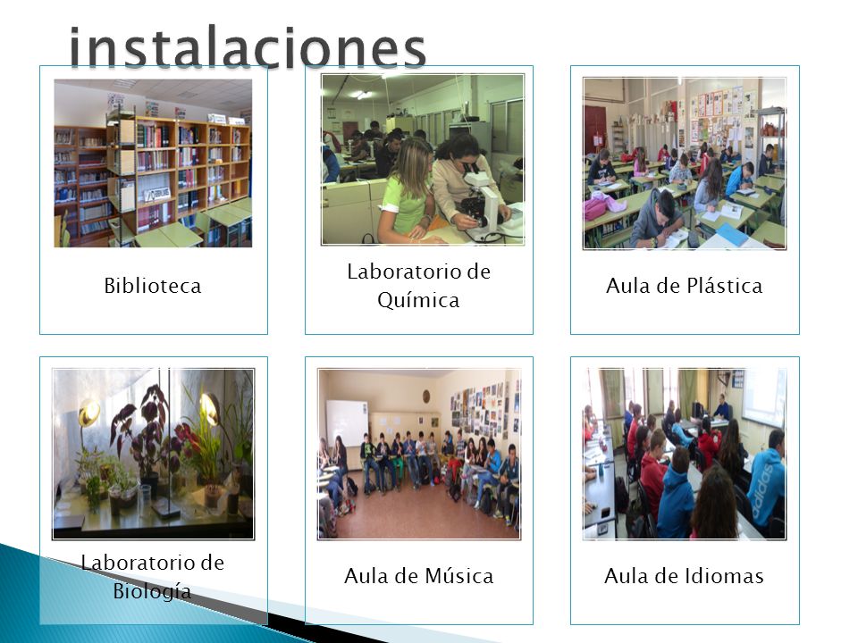 instalaciones Biblioteca Laboratorio de Química Aula de Plástica
