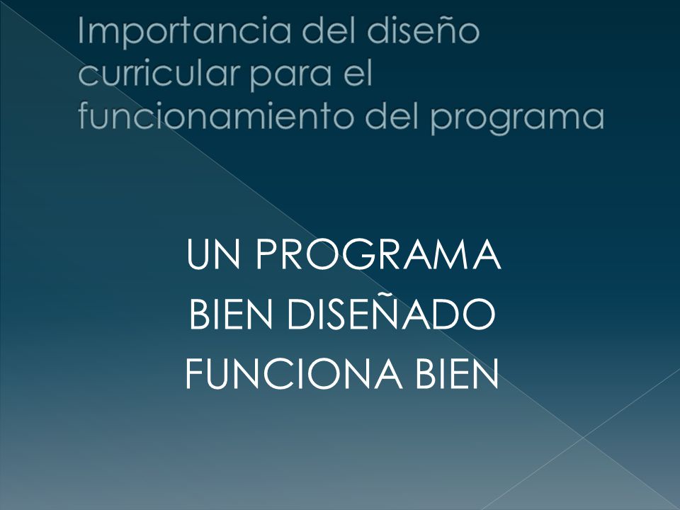 Importancia del diseño curricular para el funcionamiento del programa